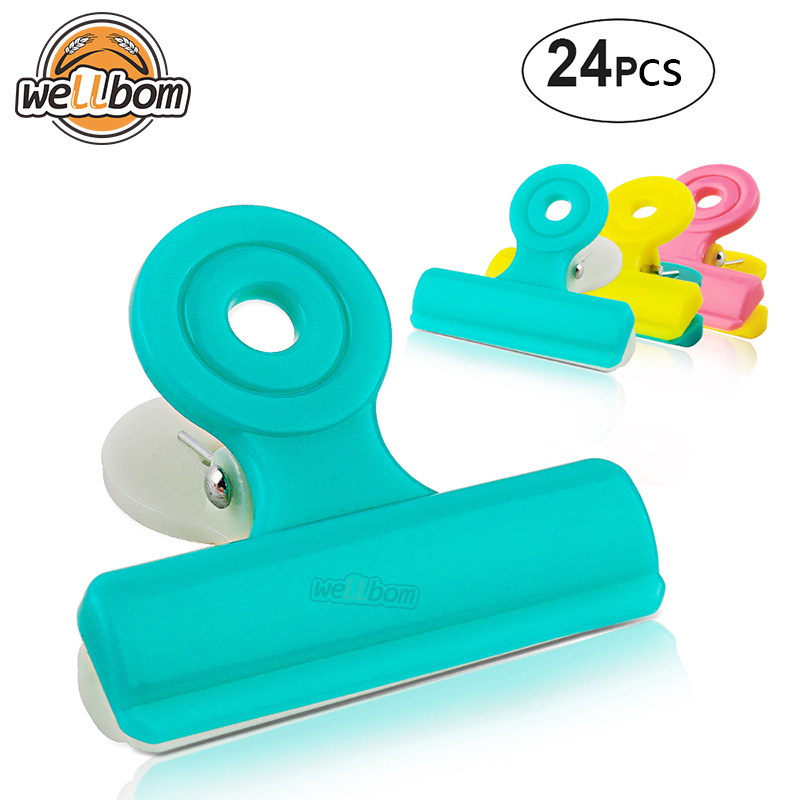 Colorful Chip Bag Clips, 24pcs Food Storage Sealing Chip Clips,Photo Holder Clips Clamps with L/M/S size,New Products : wellbom.com